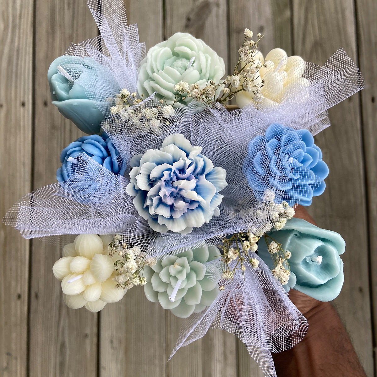 Floral Candle Bouquet (Pink or Blue)