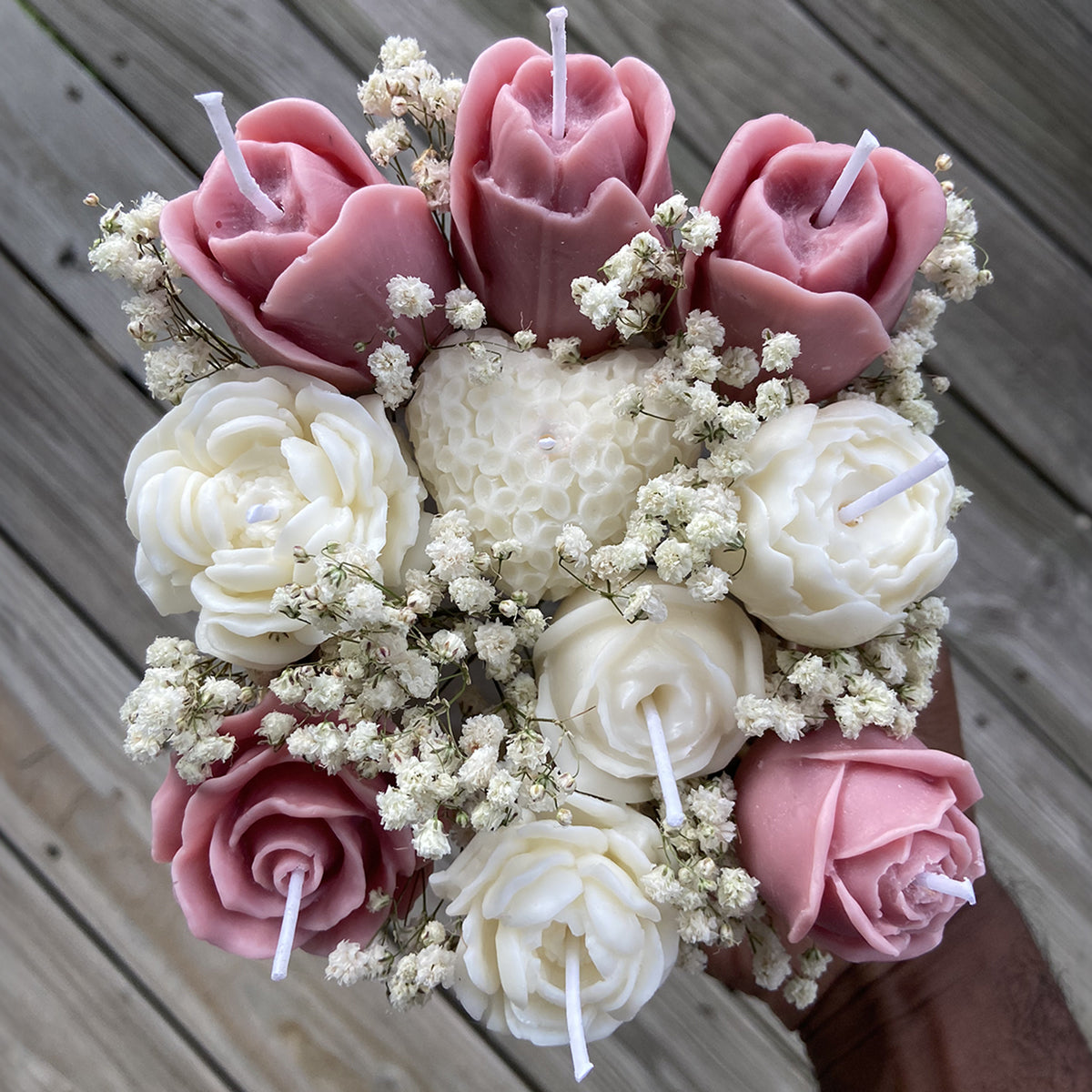 Floral Candle Bouquet (Pink or Blue)